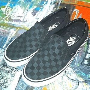 Vans Men’s Checkerboard Slip-On Shoes - Black